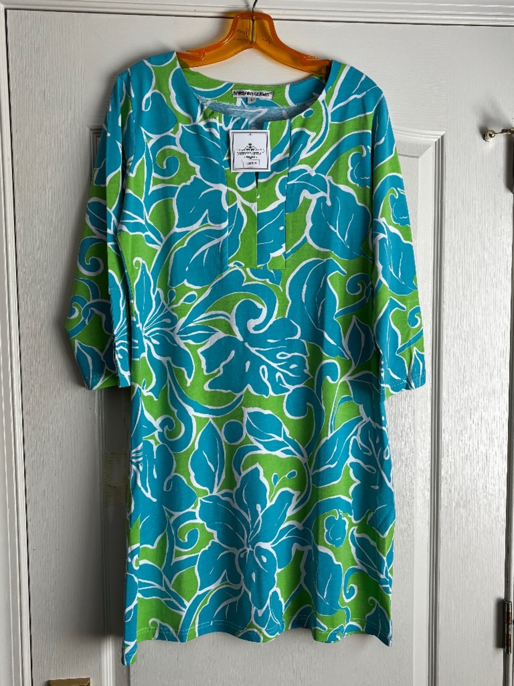 BARBARA GERWIT NWT Colorful Stretchy Print Sheath Dress Size Large